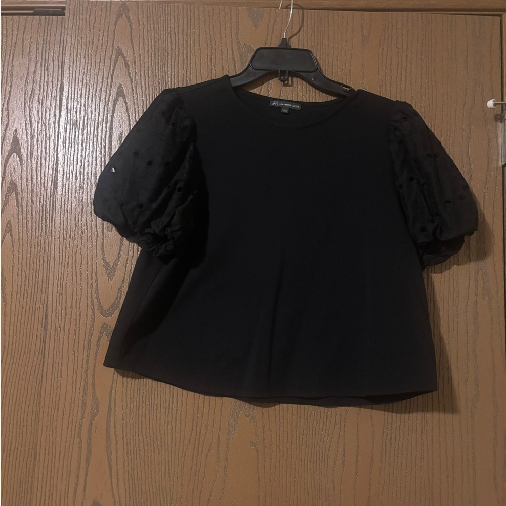 Adrianna Papell Black Puff Sleeve Blouse